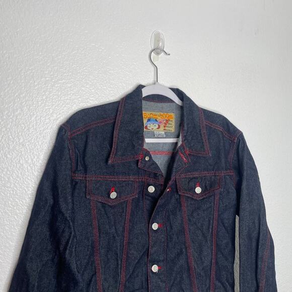 Boom Boom Vintage Jacket Womens Size Medium Denim Blue Dark Wash Button Jean - Picture 7 of 16